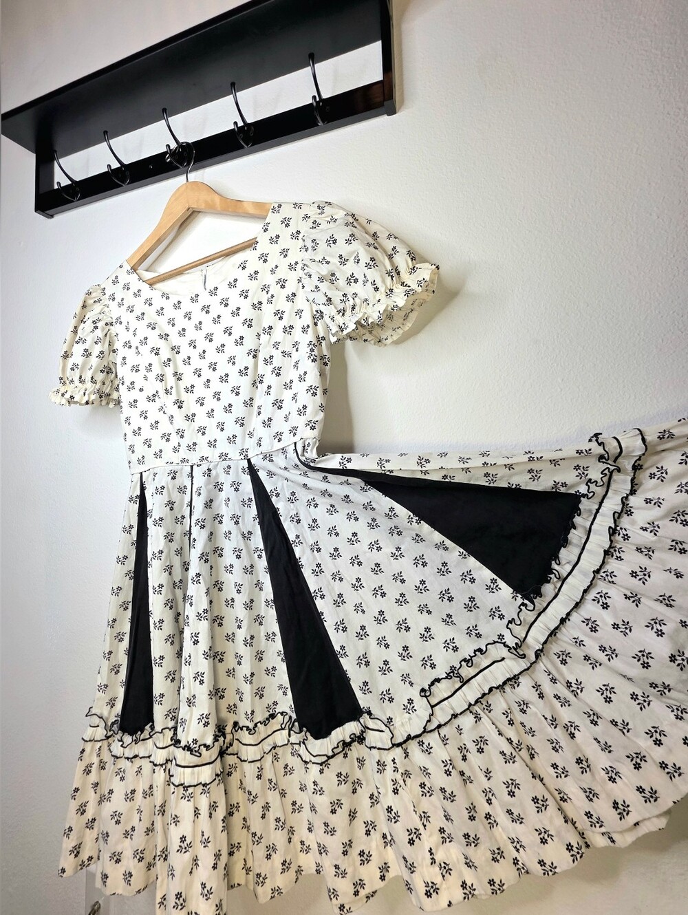 Vtg 50s Square Dance Dress M Whimsigoth Coquette Circle Rockabilly Western Goth